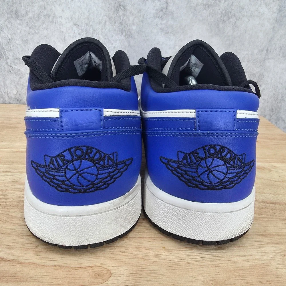 Jordan 1 Low Men Size 14 Hyper Royal White Black Retro Basketball Shoes 553558